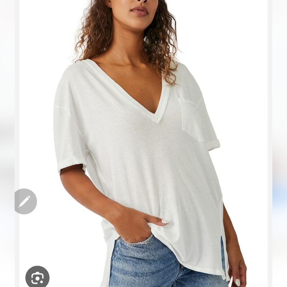 Free People Keep Me White Tee